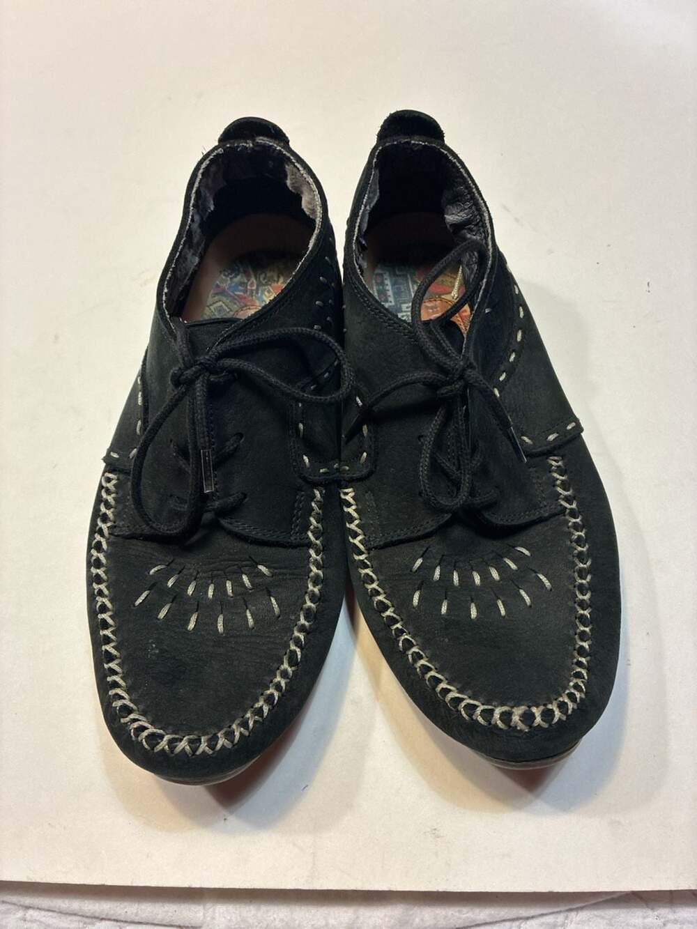 Hush Puppies Womens navy leather suede moc shoes size 8